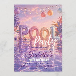 Girls Pool Party Birthday Invitation