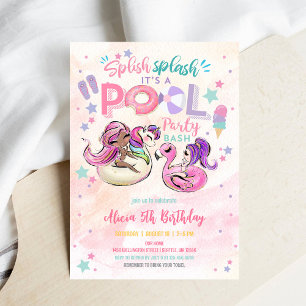 Girls Pool Party Birthday Invitation