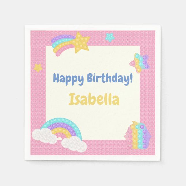 Girl's Pop It Fidget Birthday Napkin (Front)