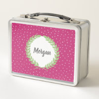 Girls Popcorn Polka Dot Pattern With Wreath & Name