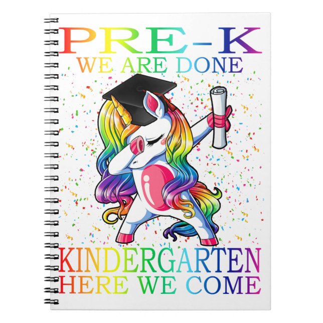 Girls Pre-K Graduation Magical Unicorn Gift Notebook (Front)