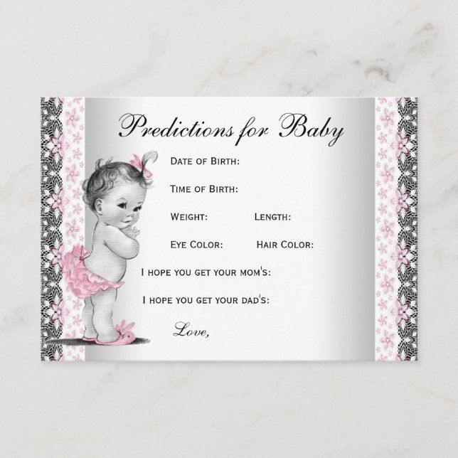 Girls Predictions & Advice for Parents Baby Shower Card (Front)