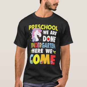Girls Preschool Graduation Colourful Unicorn Kindy T-Shirt
