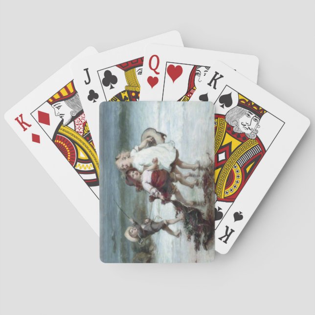 Girls Pretending to be Horses on the Beach Playing Cards (Back)