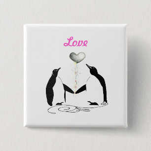 Girls Pretty Cute Penguin Love Birds Button Badge