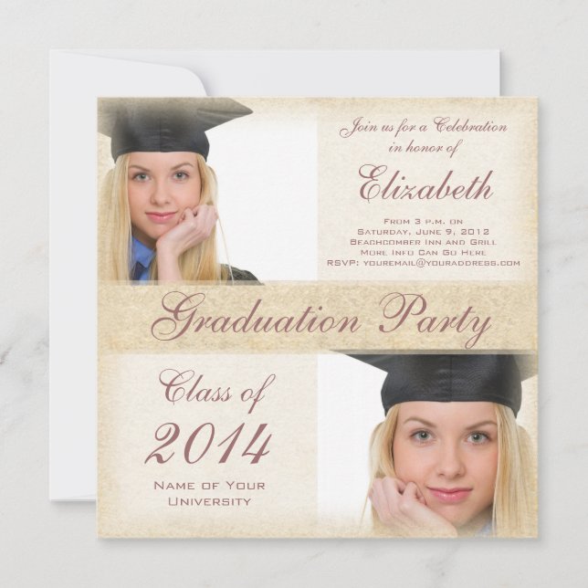 Girl's Pretty High School College Graduation Party Invitation (Front)