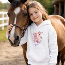 Girls Pretty Ponies Pastel Floral Horse