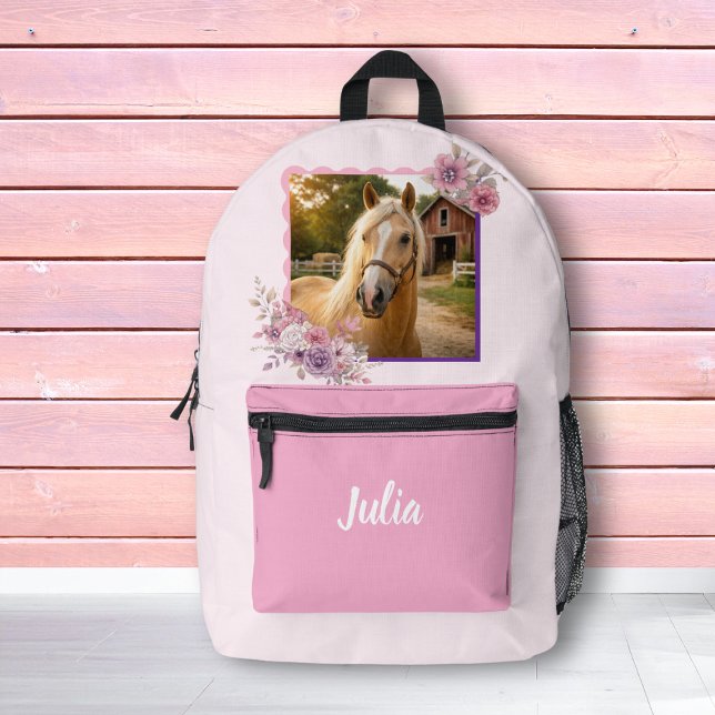 Girls Pretty Ponies Pastel Floral Horse Backpack (Creator Uploaded)