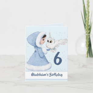 Girls Princess Birthday Owl Winter Card
