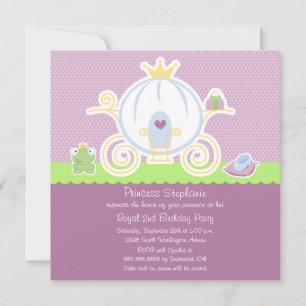 Girl's princess birthday party carriage invitation