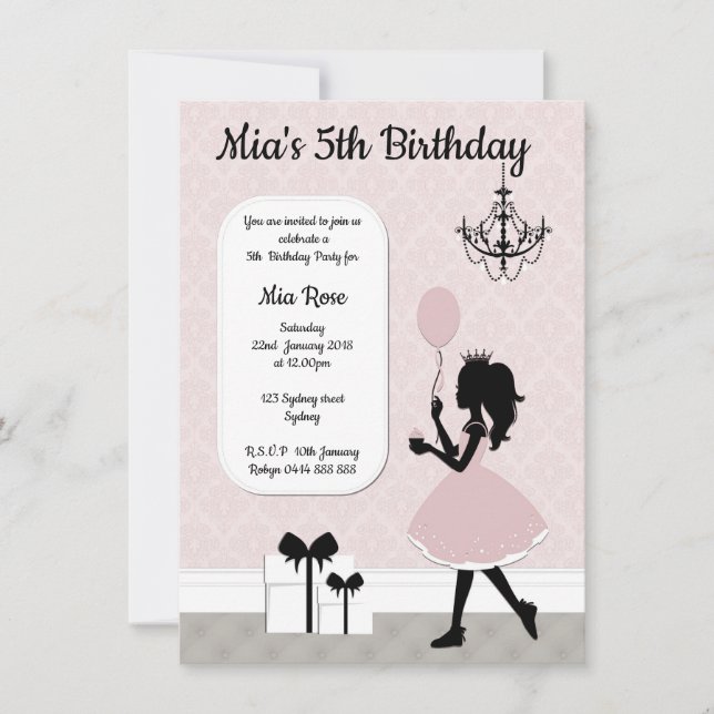 Girls Princess Invite, Tea party Invitation (Front)