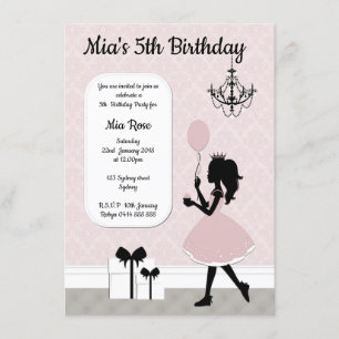 Girls Princess Invite, Tea party Invitation