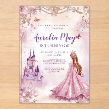 Girls Princess Pink Gold Acrylic Invitation
