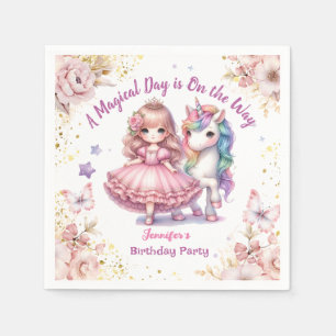 Girls Princess Unicorn Birthday  Birthday Party Napkin