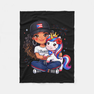 Girls Princess Unicorn Boricua Flag Toddler Puerto Fleece Blanket