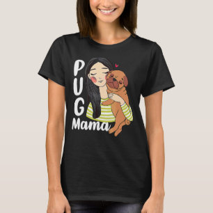 Girls Pug Mama Womens Dog Face Best Dog Mum Ever T-Shirt
