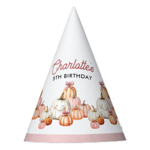 Girl's Pumpkin Patch Bows Birthday Party Hat