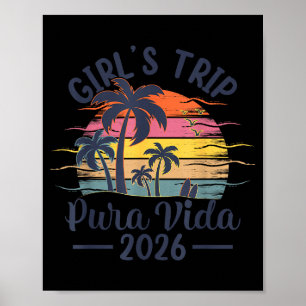 Girls Pura Vida Beach Trip Vintage Poster