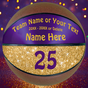 Girls Purple and Gold Personalised Basketball