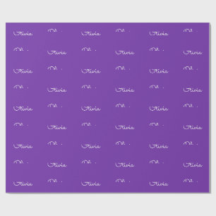 Girls Purple Custom Name Gift Wrapping Paper