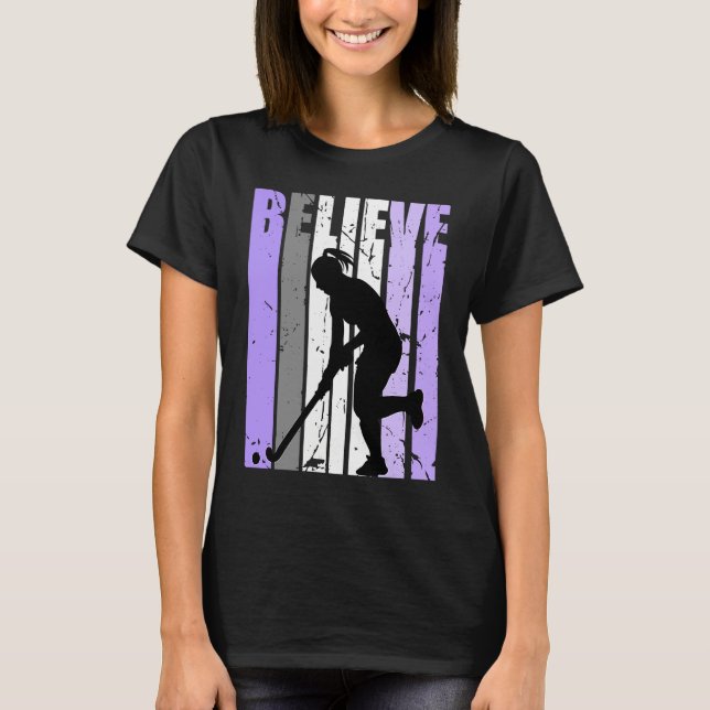 Girls Purple Distressed Believe Loves Team Girl In T-Shirt (Front)