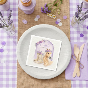 Girls Purple Floral Horse Birthday Napkins