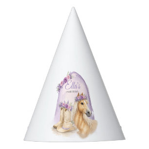 Girls Purple Floral Horse Birthday Party Hats