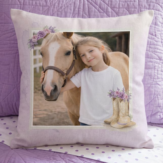 Girls Purple Floral Horse Cushion (Creator Uploaded)