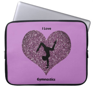 Girls Purple I Love Gymnastics Laptop Sleeve