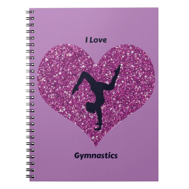 Girls Purple I Love Gymnastics Spiral Notebook (Front)
