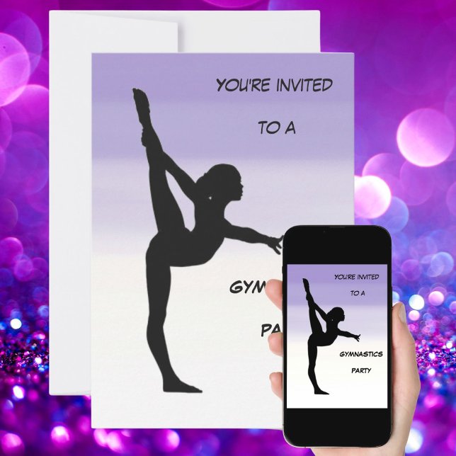 Girls Purple Ombre Gymnastics Party Invitation (Creator Uploaded)