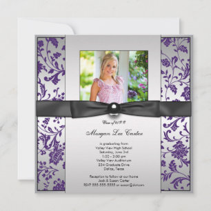 Girls Purple Photo Graduation Announcement