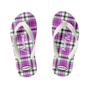 Girl's Purple Plaid  HAMbWG Flip Flops