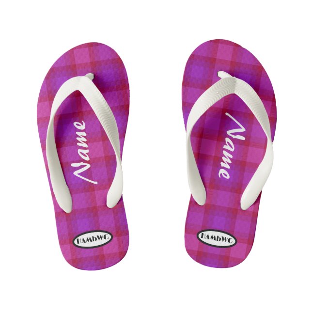 Girl's Purple Plaid  HAMbWG Flip Flops (Footbed)