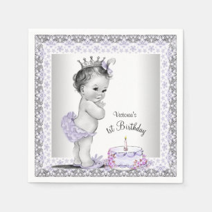Girls Purple Princess 1st Birthday Napkin
