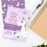 Girls Purple Rainbow Unicorn Kids 1st Birthday