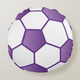 Girls' Purple Soccer Ball Round Cushion