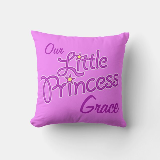 Girls purple star princess name & photo pillow (Front)