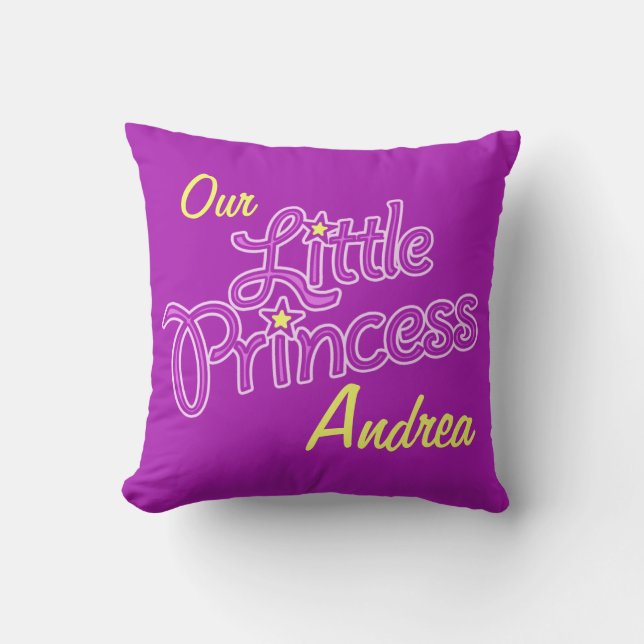 Girls purple star princess name & photo pillow (Front)