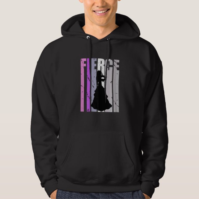 Girls Purple Violinist Silhouette Musical Plays Th Hoodie (Front)
