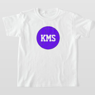 Girls Purple Volleyball Custom Text School Letters T-Shirt