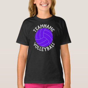 Girls' Purple Volleyball Team, Player & Number T-Shirt
