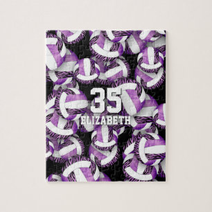 Girls purple with zebra stripes volleyballs jigsaw puzzle