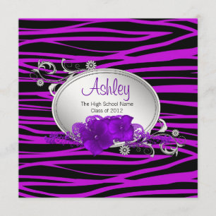 Girls Purple Zebra Graduation Announcements