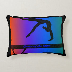 Girls Queen of the Beam Gymnastics Accent Pillow