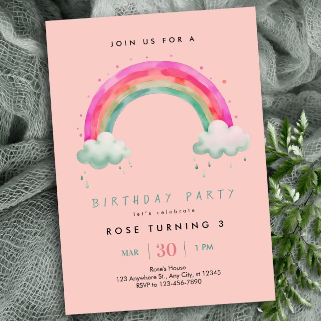 Girls Rainbow Birthday Invitation (Creator Uploaded)