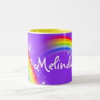 Girls rainbow custom name purple mug