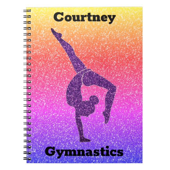 Girls Rainbow Glitter Gymnastics Notebook (Front)