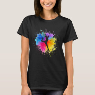 Girls Rainbow Gymnastics Female Gymnast Silhouette T-Shirt