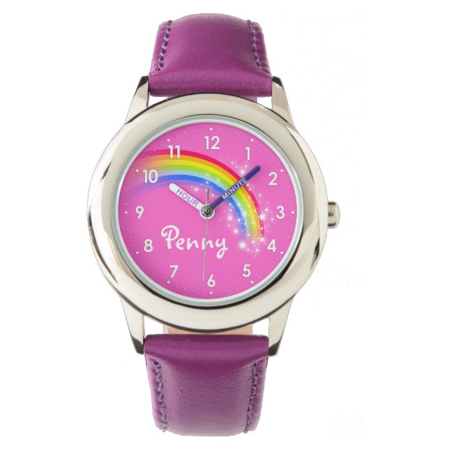 Girls rainbow name girls purple kids watch (Front)